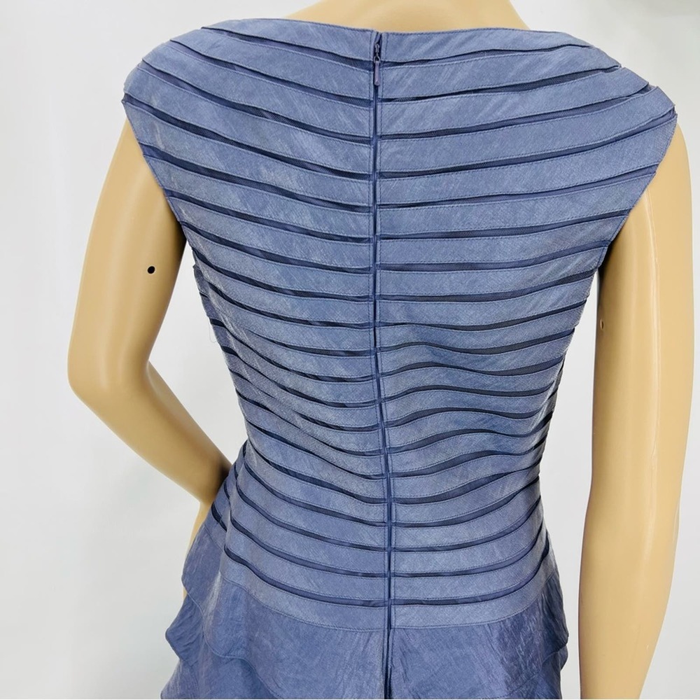 Adrianna Papell Blue Gray Metallic Ruffle Dress - Picture 4 of 15